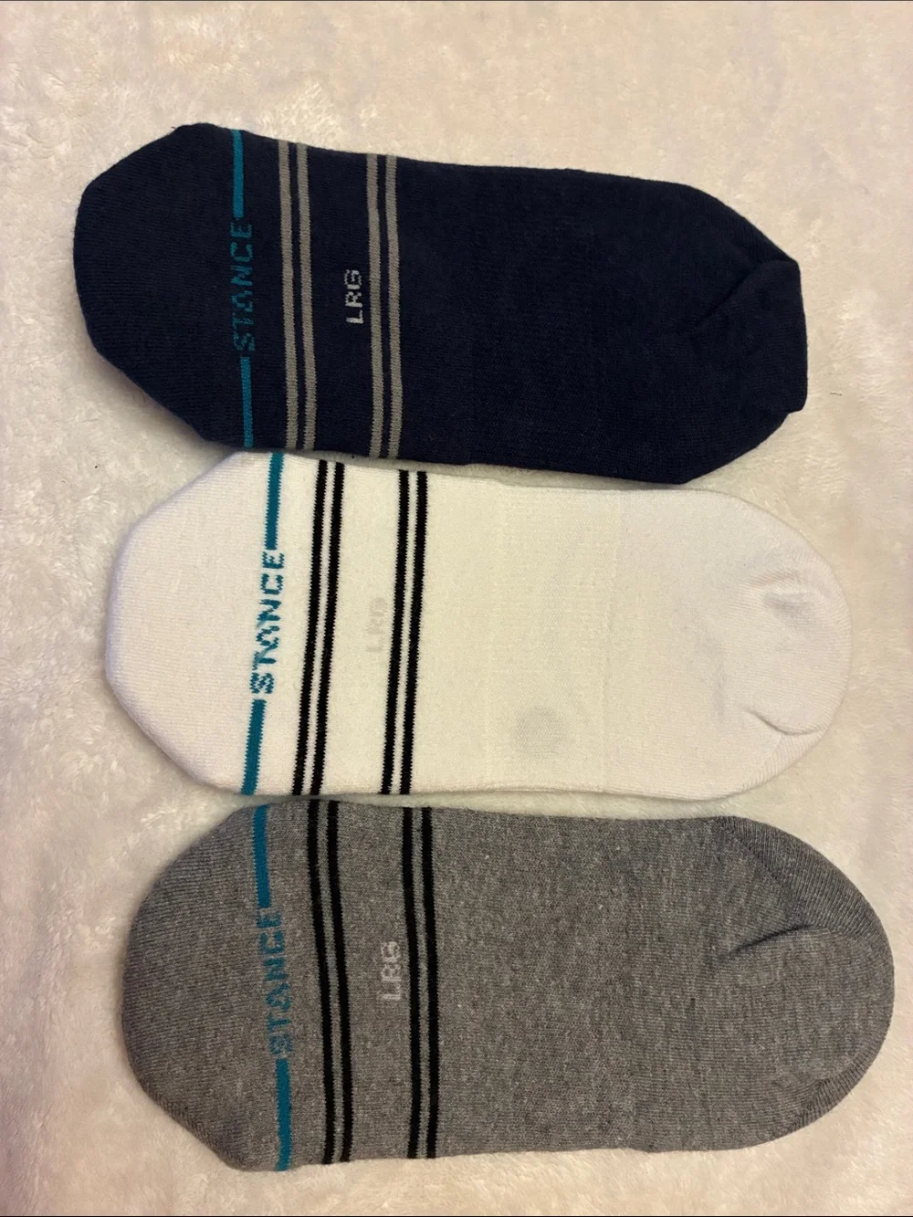 Stance Unisex No-Show Socks — Navy, White & Gray with Teal Accent